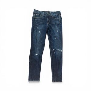 Vince Women's Size 24 Dark Wash Skinny Jeans with Distressed Knees 97% Cotton